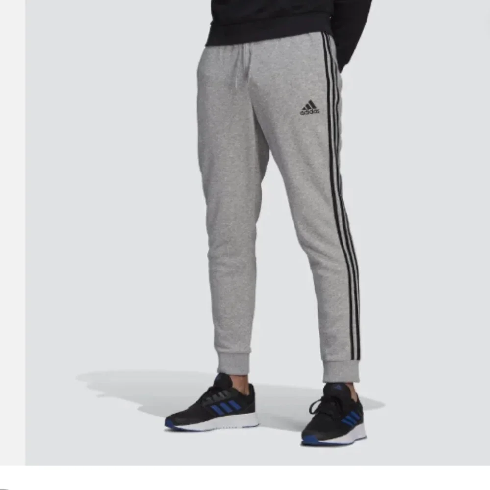 adidas Essentials Men's French Terry Tapered-Cuff 3-Stripes Jogger Pants GK8824